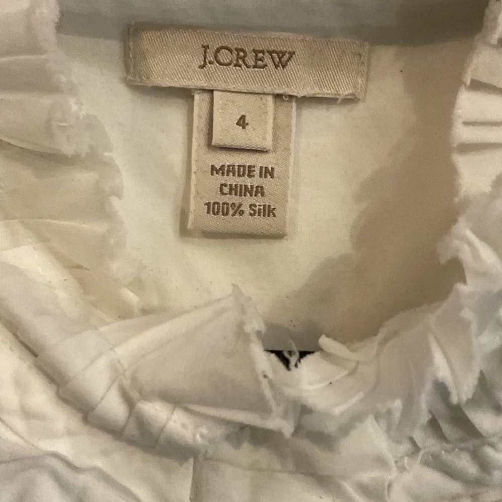 J.Crew 100% silk elegant White Ruffled Silk Blouse - Picture 2 of 4